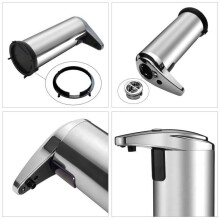 Automatischer Seifenspender aus Edelstahl, silberfarben, 250 ml, mit Infrarotsensor, für Bad und Küche