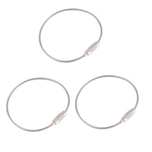 3Pcs Stainless Steel Screw Locking Wire Keychain Cable Key Rings Outdoor Accessory