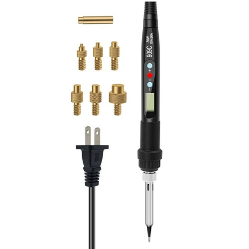 Ferro de Soldar com Display LCD Digital de 80 W, Ponta com Inserto Termofixado e Temperatura Ajustável (EUA)