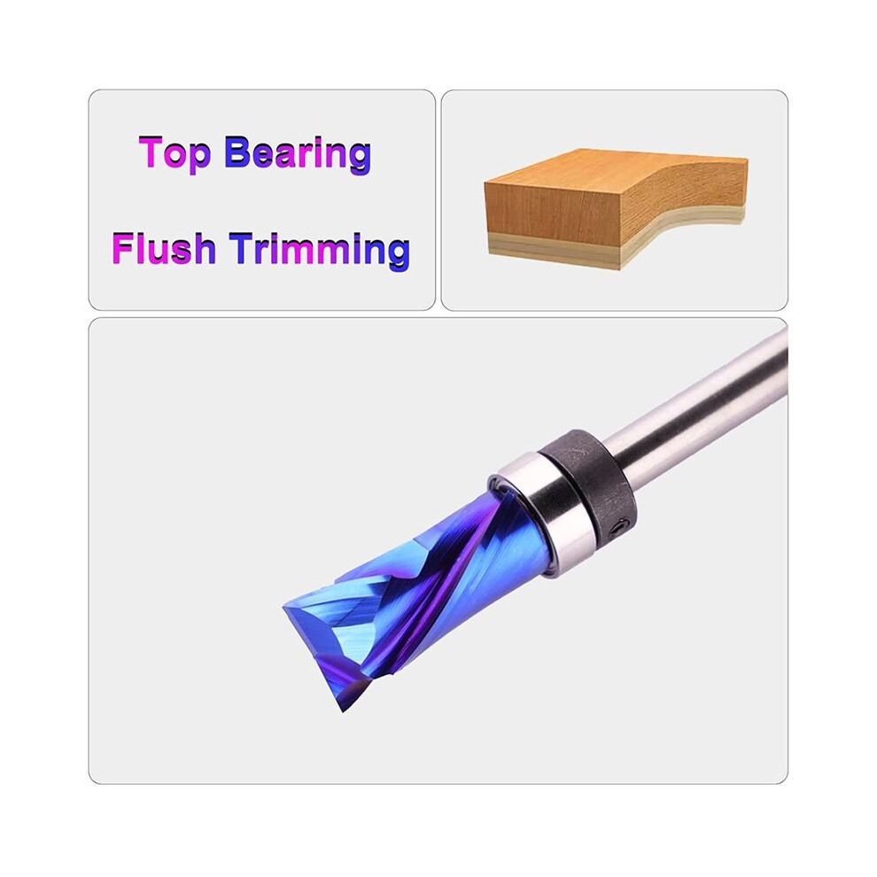 Top Bearing Compression Flush Trim Router Bit 1/4" Shank For Woodworking 6033243819096