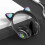 Wireless Foldable LED Headset with Built-In Microphone, Black, Rechargeable for Gaming and Calls 2