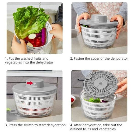 Automatic Salad Spinner 4000 ml Multifunction, Easy to Clean, Durable Plastic Kitchen Bowl 1