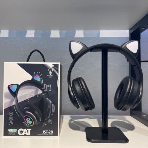 Wireless Foldable LED Headset with Built-In Microphone, Black, Rechargeable for Gaming and Calls 2