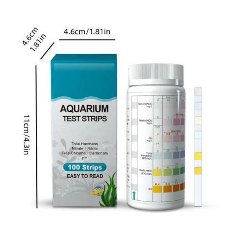 Lot de 100 bandelettes de test 6 en 1 pour aquarium, pH, nitrites, nitrates, chlore, eau douce, mesure rapide et précise 1