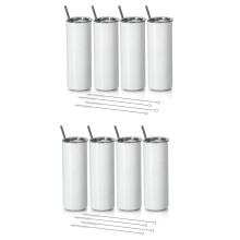 Vasos de Sublimación de 20 Onzas Flaco Recto, Acero Inoxidable para Sublimación en Vaso Delgado, Paquete de 8