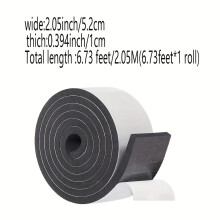 1 Roll Self-Adhesive Foam Insulation Tape - Black, 50mm Wide, 10mm Thick, 2.05m Long | Waterproof, Moistureproof &