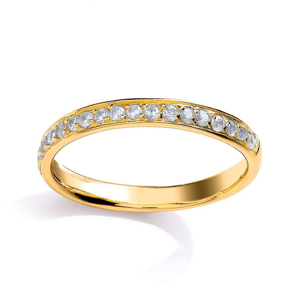 Jewelco London (M) Ladies Yellow Gold-Plated Sterling Silver Cubic Zirconia Pave Channel Style Eternity Ring - Gvr618g Silver,Yellow