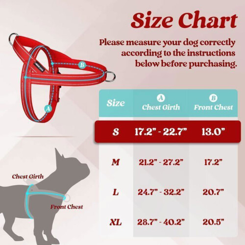 Arnés ajustable antitirones para perros pequeños, fácil de poner, con clip frontal, color rojo. 1