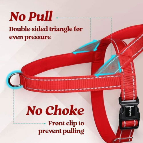 Arnés ajustable antitirones para perros pequeños, fácil de poner, con clip frontal, color rojo. 2