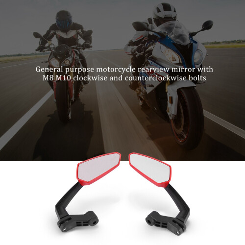 Motorcycle Rearview Mirror with M8 Clockwise and Counterclockwise Threaded Bolts ATV Moped Scooter  Roller Red 1