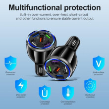 5-porttinen USB-autolaturi, QC 3.0 -pikalataus, yhteensopiva iPhonen, Samsungin ja Android-laitteiden kanssa