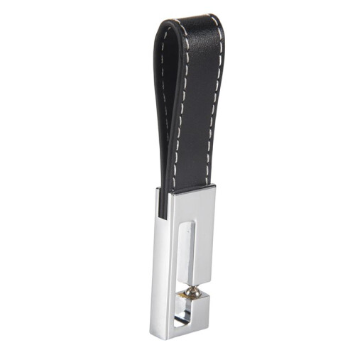 Genuine Leather Belt 3 Loop Strap Quick Release keyring Keychain Key Fob ring Black + Silver 2