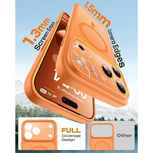 Θήκη τηλεφώνου για iPhone 17 Pro 6,3 ιντσών, ημιδιαφανής πορτοκαλί, ανθεκτική σε κραδ 1