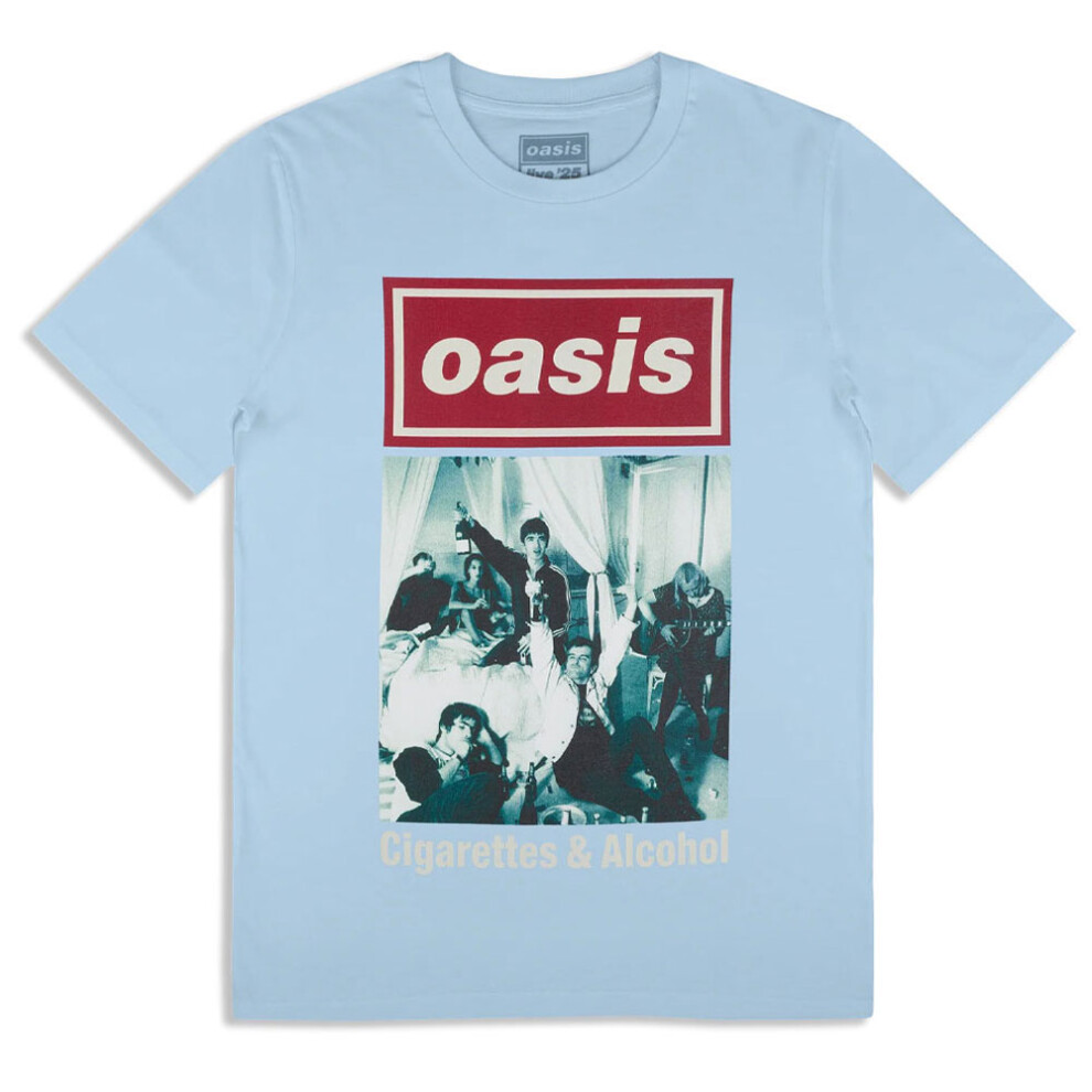 Oasis (Xs, ) Cigarettes & Alcohol Single Cover T Shirt Blue