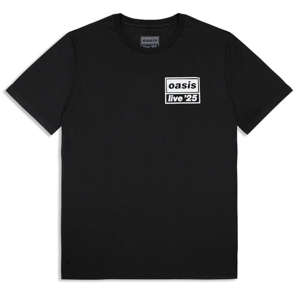 Oasis (S, ) Live 25 Distressed Lockup Pocket T Shirt Black