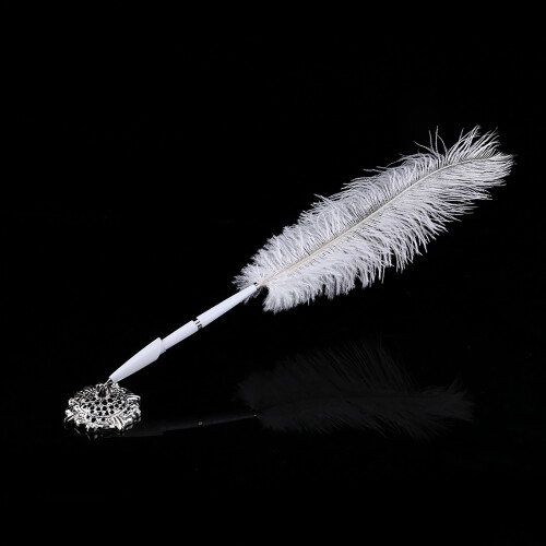 White Feather Wedding Quill Pen Set 2
