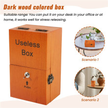 A Useless Box with Surprises Wooden Useless Box Fully Assembled Toy for Adults and Children Dark Wood Color