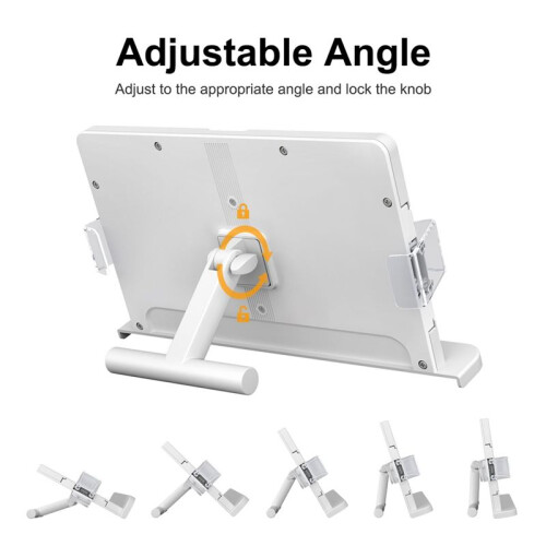 Hands-Free Book Stand - Adjustable, Expandable Holder for Comfortable Reading - 90 Angle, Transparent Page Clips 1