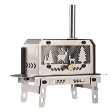 Outdoor Camping Wood Stove Portable for Tent Stainless Steel Tent Stove Decorative Christmas Tree & Elk Table