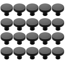 20 Boutons de Porte Ronds en Alliage de Zinc Noir, Ă un Seul Trou, pour Meubles de Cuisine