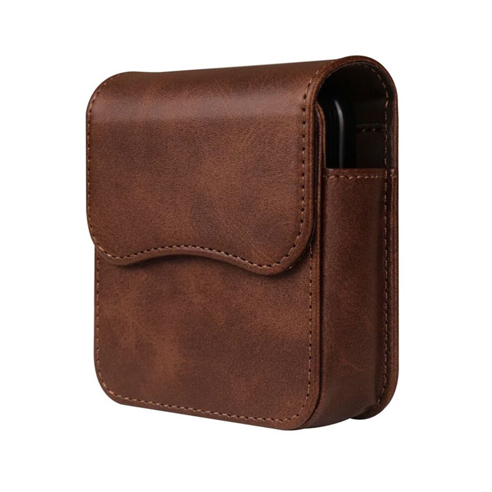 Belt Clip Holster Leather Pouch For Moto Razr 40/40Ultra For Z Flip 3 Flip4 Flip5 Flip6 Waist Bag Case Brown 4714176647957