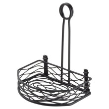Porte-Condiments Semi-Rond en Fil de Fer Forgé Noir, Motif Nid D'Oiseau