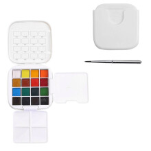 Coffret de Peinture Aquarelle de  - Palette Compacte de 16 Couleurs, Carnet de Croquis, Pinceaux pour Artistes et Amateurs