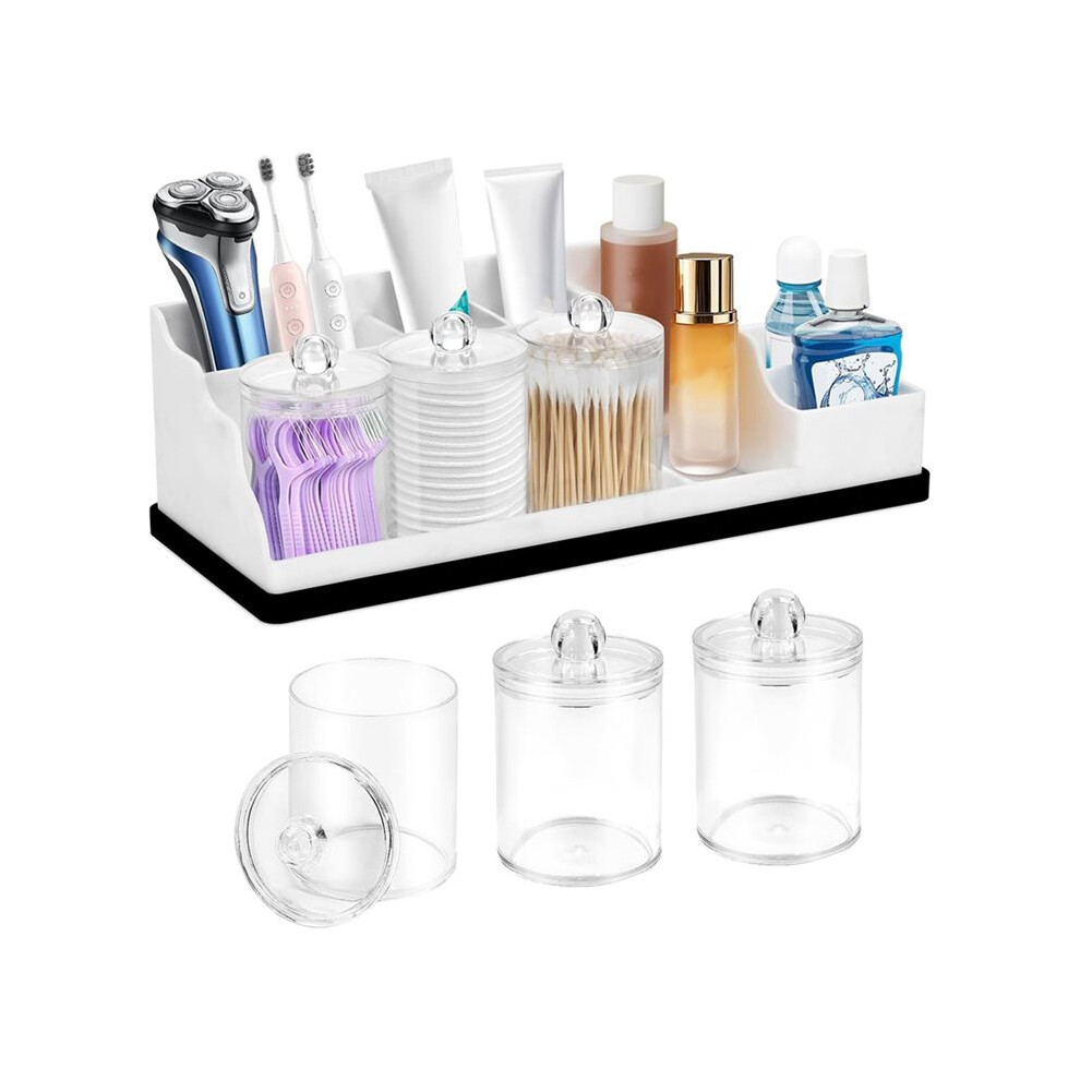 Bathroom Counter Organizer, Silicone Toothbrush Holders For Bathrooms Organizer Countertop With 3Pcs Qtip Holder 6032926565336