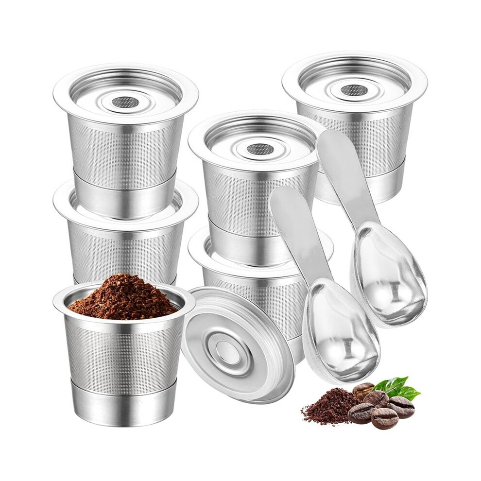 Saudism 6Pack Reusable K Cups Coffee Pods For Coffee Maker Pb051 & Cfp101/Pb041 With 2Pcs Scoop For Coffee Maker