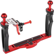 1 Set Stabilisator i Aluminiumlegering med Dubbla Handtag och Slutare för Undervattenskamerahus och Dyklampor