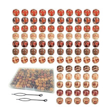 95 Pcs Wood Hair Beads for Braids and Dreadlocks, 12mm Painted Natural Wooden Beads for Loc Dreadlock Hair Accessories