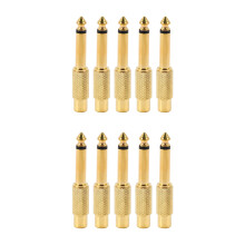 10 X Vergoldet 6,35 mm 1/4 Zoll Stecker Mono Stecker auf Rca Buchse 6,5 mm Abfluss Loch Audio Stereo Adapter Stecker Stecker Ts Konverter Mischer