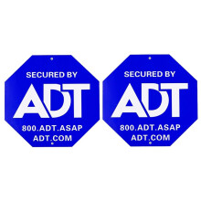 2 Pcs ADT Security Signs , No Stake Posts, Aluminum Heavy Duty Home Security Sign Weather Resistance