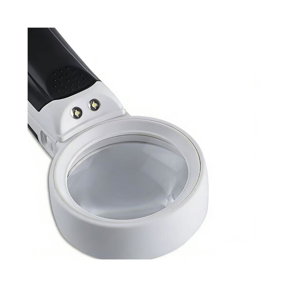 Saudism Handheld 10X Reading Magnifying Glass With Two Led Lights High Definition Acrylic Optical Lenses Magnifier For Repairing