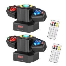 Lot de 2 Projecteurs de Scène à Deux Bras RGBW Mobiles avec Effet Étoilé pour Concerts, Églises, Clubs, Fêtes, Mariages et Spectacles Prise UK