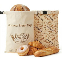 Sacs à Pain Réutilisables en Cire D'Abeille pour Pain Maison, Lot de 2 (43 X 33 cm), Très Grands, pour la Conservation Du Pain au Levain