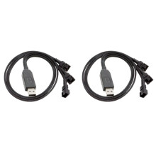 2X 12V USB Fan Power Adapter Cable 1 to 3 Step- Power Adapter Cable for 4-Pin PC Cooling Fans