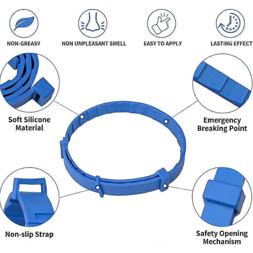 Collare antizecche per cani e gatti, 2 pezzi, impermeabile e regolabile (70 cm, rosa + blu) 1