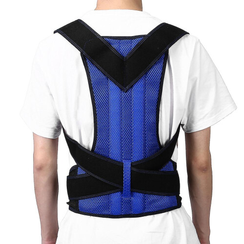 Unisex Adjustable Back Spine Support Posture Corrector Brace Hunchback Correction Belt2XL Blue 1