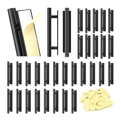 20pcs Self-Stick Push Pull Helper,Drawer Pulls ABS Plastic Adhesive Door Handles Peel and Stick Cabinet Handles