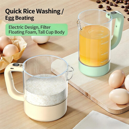 Electric Egg Beater Cup - Multifunctional Whisking Tool for Kitchen Efficiency White 1