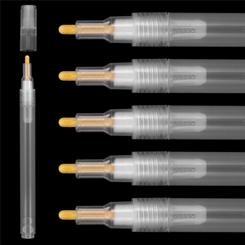 Acrylic Paint Markers,6 Pcs Empty Markers, Fillable Paint Touch  Pen, Round Tilted Flat  Refillable Paints 1