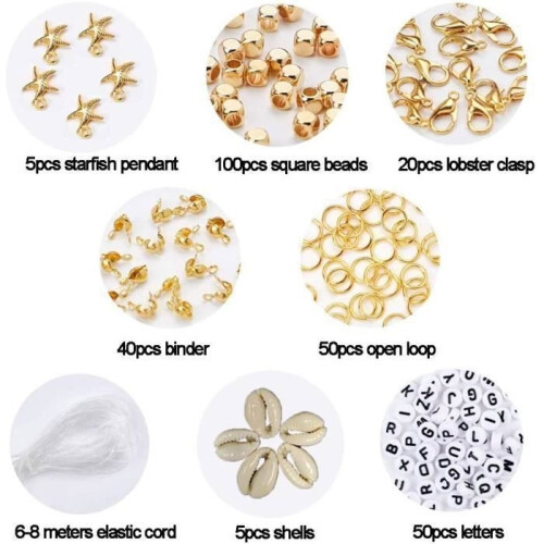 Kit de création de bijoux - Multicolore - 4000 perles - 100 perles dorées - 50 lettres - Assortiment 1