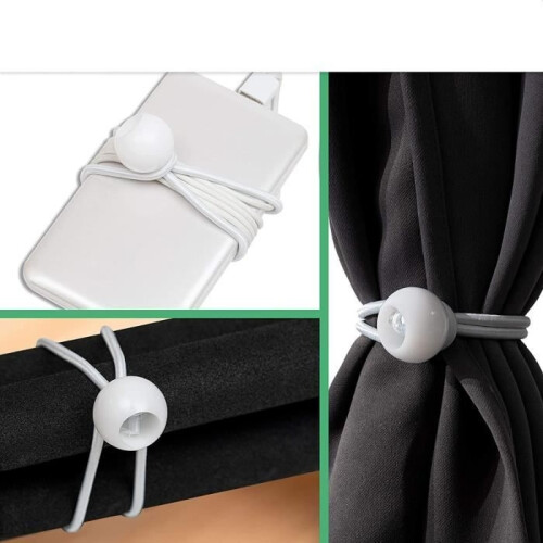 Pack of 50 KAKOO long loop bungee cords - White - 15cm 2