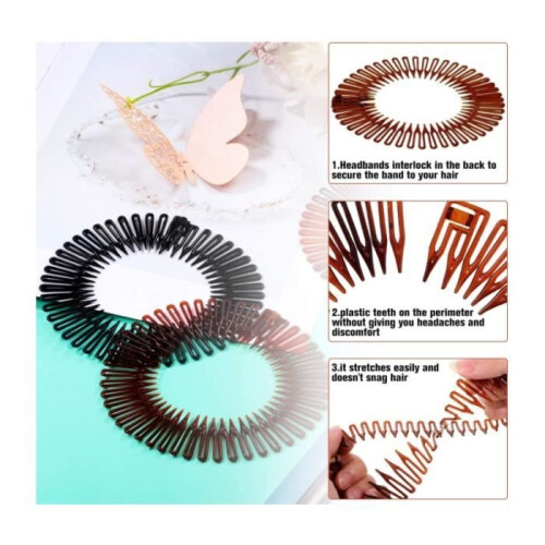 Peigne extensible - Non spécifié - 9 pièces - 3 couleurs classiques - Confortable - Taille unique 2