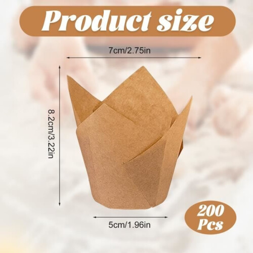 Cupcake-Förmchen – YNKKVRE – Tulpe – 200 Stück – Backpapier – 5 cm Durchmesser 1