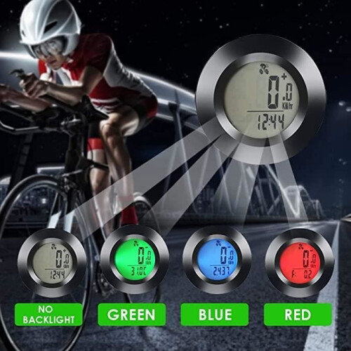 Bike Computer - Accepts - Wired - Waterproof - 3-Color Backlight - LCD 2