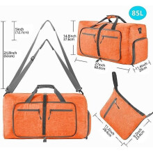 115L Travel Bag, Foldable Sports Bag, Waterproof Folding Bag for Camping, Hiking, and Travel - Orange