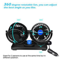 Ventilateur de voiture rotatif à 360 12 V avec vitesse réglable et double tête pour véhicules