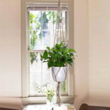 Makramee-kasviripustin - Vintage - 6 osaa - Hamppuköysi - 105 cm korkea - Elegantti muotoilu